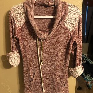 Cowl neck, 3/4 sleeve sweater